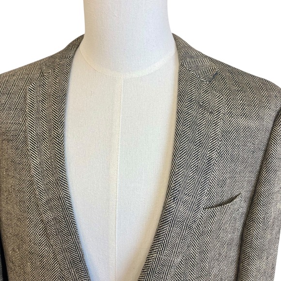 J CREW Ludlow Herringbone Blazer Sz 42 Jacket Coat Linen Tweed Preppy Classic - Picture 6 of 16
